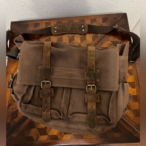 Brown Canvas Messenger Bag